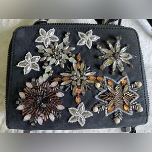 Rebecca Minkoff Black Embellished Beaded Nubuck Crossbody Purse Stargazer